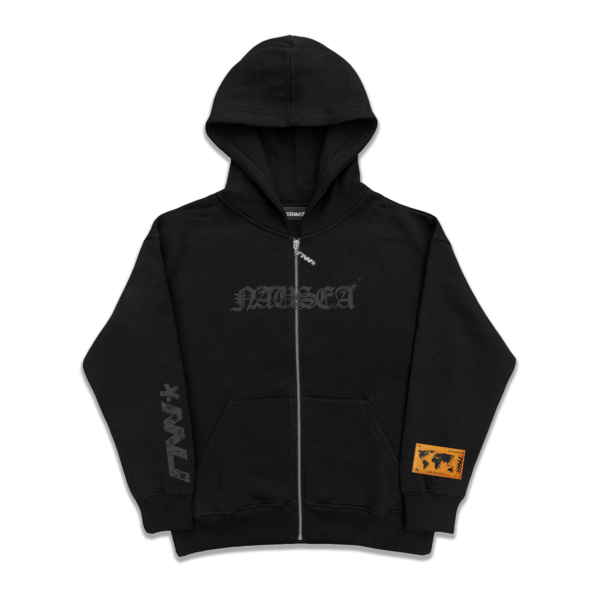 NW ZIP UP HOODIE (ONYX) – NAUSEA WORLDWIDE